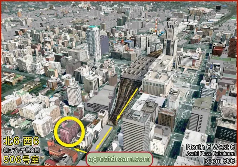 Classroom/School Map - Sapporo Eikaiwa agreatdream.com - Room 506, Asahi Plaza Kairakuen, North 6 West 6, North Ward, private tutors, subject based tutoring