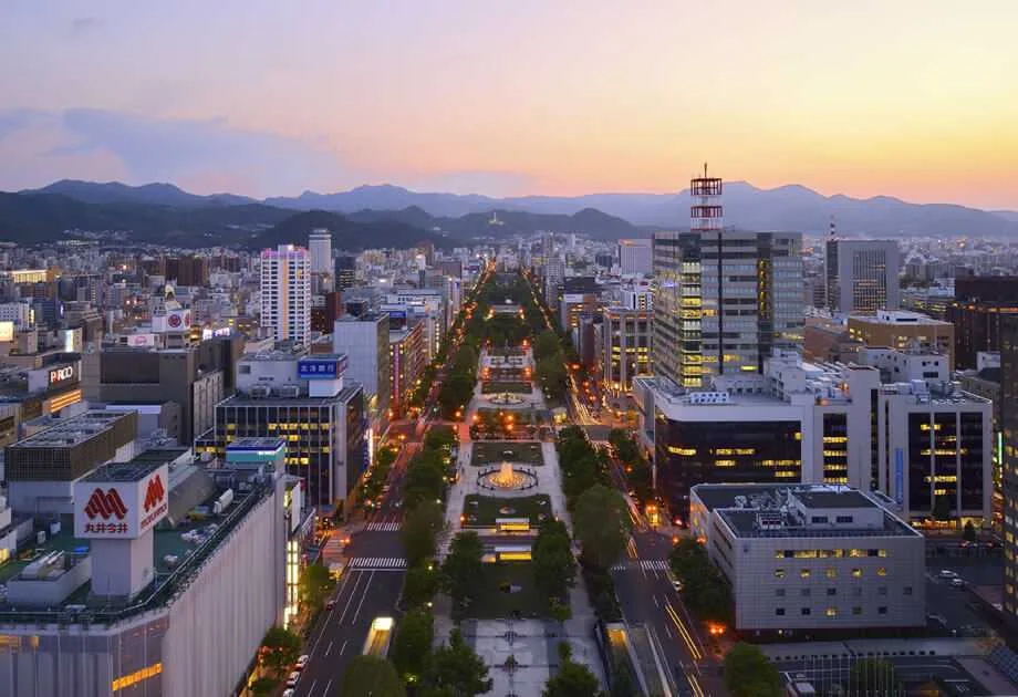 Odori Park, Sapporo in the evening