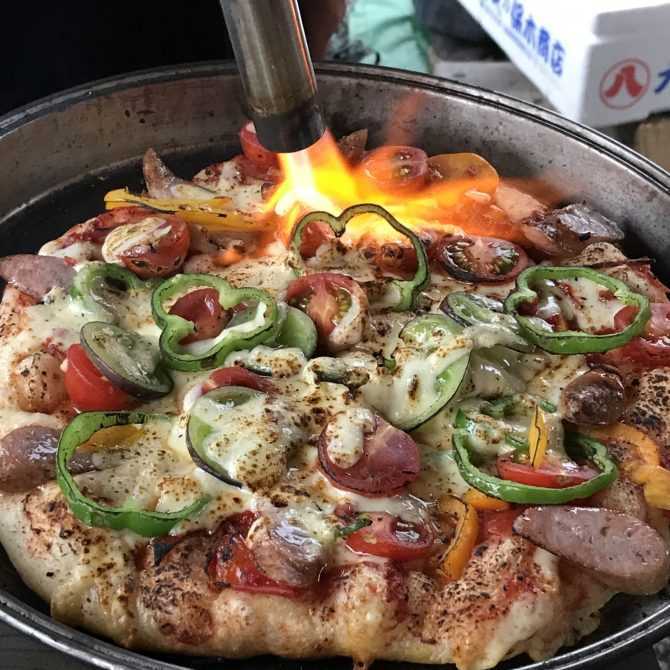 Fire baked pizza