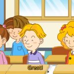 Kids in classroom studying English