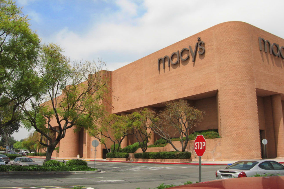 Bus Stop - Conversation at Santa Anita mall - Macy's - stop sign, car, trees, car park, car lot