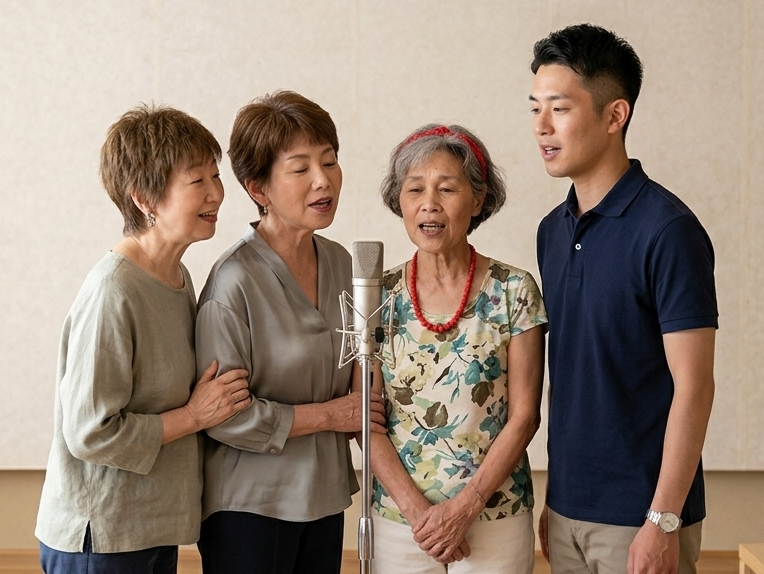 英語のカラオケレッスン生徒4人
4 students doing English singing lessons in Sapporo / Karaoke Lessons